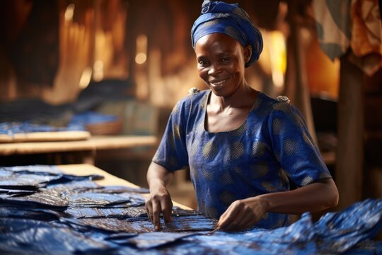 Making Adire fabric craftsperson blacksmith happiness.