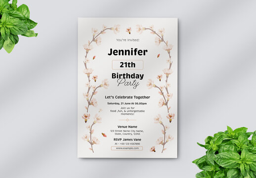 Modern Birthday Invitation Card Layout