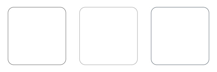 角丸の正方形フレームセット、シンプルでモダンな透過背景の枠、ミニマルなカードデザインのテンプレート