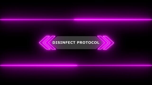 Animation of Callout, HUD UI elements on black color background. Animation of HUD elements with text "Disinfect Protocol". Callout futuristic hud animation digital white six pack the black screen 4K