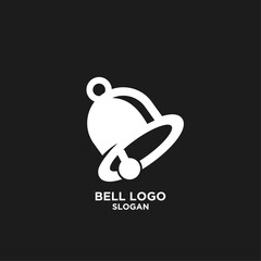 Modern White Bell Logo Icon Design on Black Background, Minimalist Graphic Symbol