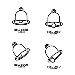 Bell Logo Icon Set with Line Art Design for Notification and Alert Symbols
