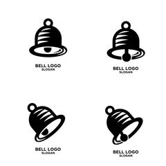 Bell Logo Icon Vector Design Set - Black Stylized Notification Symbol Graphics