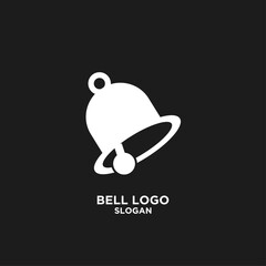 White Bell Logo Icon Design on Black Background for Notification and Alert Symbol