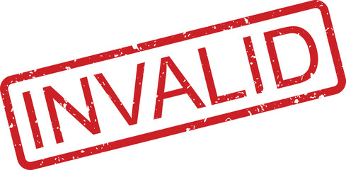 A striking red rectangular stamp marking the word INVALID on a simple white backdrop