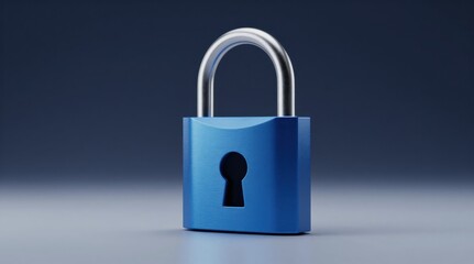 Fototapeta premium Blue Padlock Isolated on Dark Background Symbolizing Security, Privacy, Protection, and Digital Safety