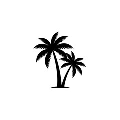 Naklejka premium Black Silhouette of Two Palm Trees on a White Background