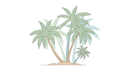 Obraz premium Tropical Palm Trees Silhouette with Shadows on White Background