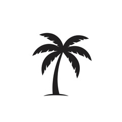 Silhouette of a single palm tree on a white background, tropical icon
