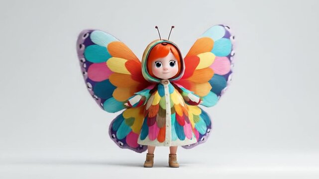 3d cartoon butterfly character model
