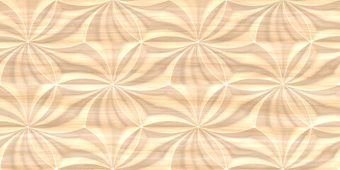 Wood triangular Abstract polygonal background from wooden, 3d render seamless floral pattern