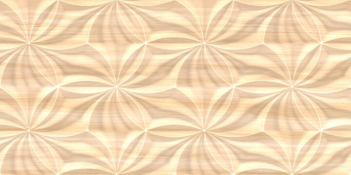 Wood triangular Abstract polygonal background from wooden, 3d render seamless floral pattern