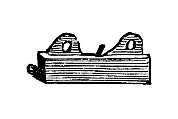 Naklejka premium Vintage woodworking plane, showcasing its blocky design and distinctive shape, typically used for smoothing wood surfaces, old vintage illustration, 1897.