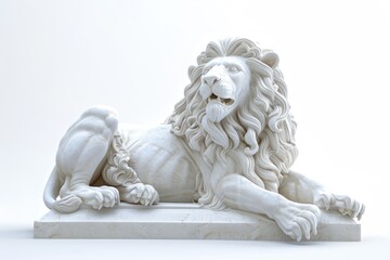 Obraz premium Majestic white marble lion sculpture