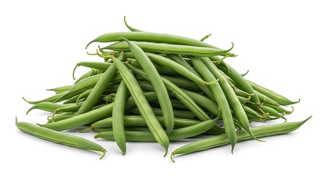 Fresh Green Beans Pile Isolated on White Background