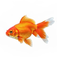 Fototapeta premium Vibrant Orange Goldfish Swimming Gracefully in Clear Water Background