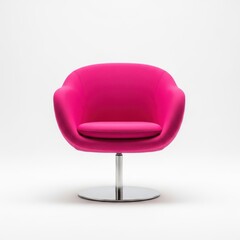 Magenta swivel chair with metallic base, for interior design or furniture mockup, Isolated on transparent background, png