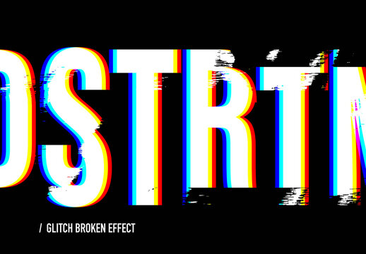 Glitch Broken Text Effect Mockup