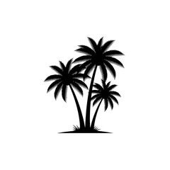 Obraz premium Silhouette of three palm trees on a white background