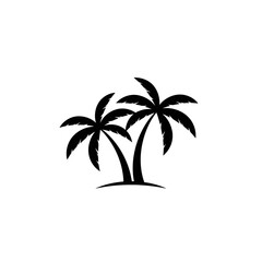 Obraz premium Minimalist Black Silhouette of Two Palm Trees on White Background