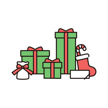 Christmas gift boxes with ribbons holiday presents celebration illustration