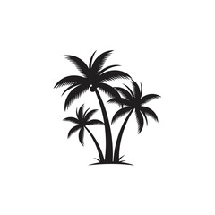 Tropical Palm Trees Silhouette - Vector Icon
