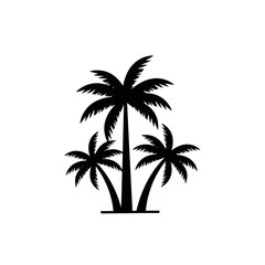 Naklejka premium Black Silhouette of Three Palm Trees on White Background