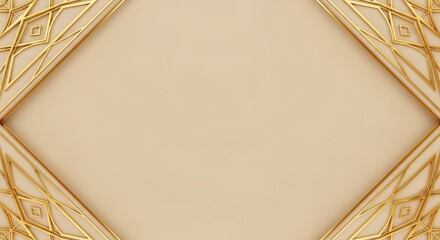 Warm beige background with gold geometric border ramadan kareem islamic eid mubarak background download 2026 2027