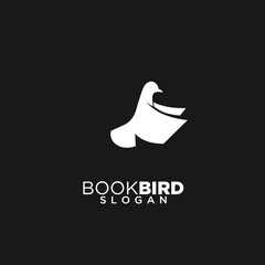 Minimalist Book Bird Logo Design Combining Flying Bird and Open Book for Education and Reading
