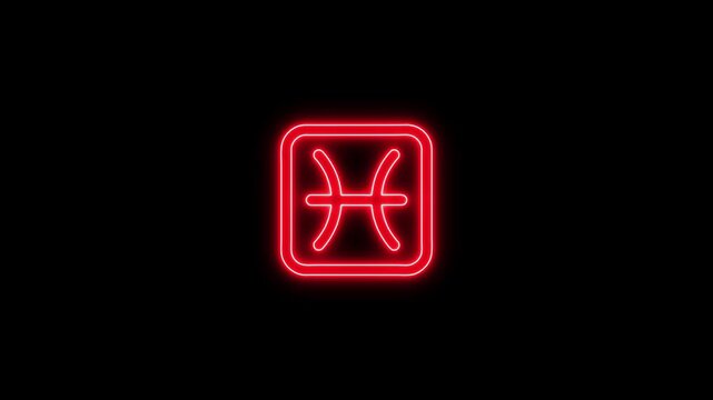 Pisces zodiac symbol animation effect , Astrology sign animation glow sign effect