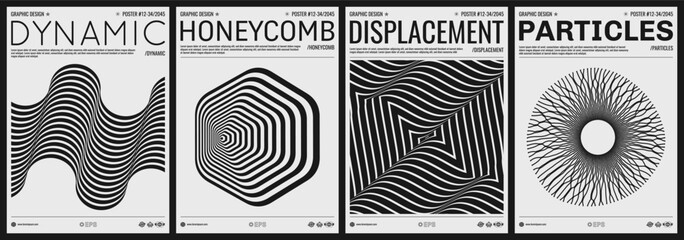 Naklejka na ściany i meble 3D wavy pattern. Optical illusion. Abstract striped background. Design element. Black and white cover design template. Illustration for brochure, poster, flyer or poster.