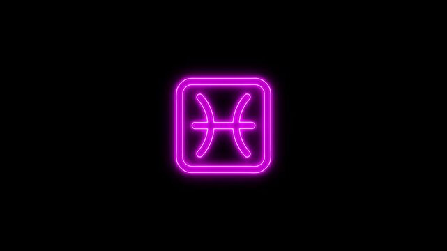 Pisces zodiac symbol animation effect , Astrology sign animation glow sign effect