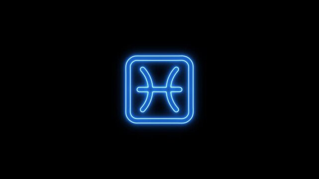 Pisces zodiac symbol animation effect , Astrology sign animation glow sign effect
