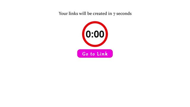 Countdown timer link generator with 7-second wait and clickable button on white background.