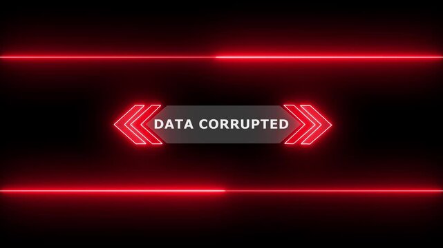 Animation of Callout, HUD UI elements on black color background. Animation of HUD elements with text "Data Corrupted". Callout futuristic hud animation digital white six pack on the black screen. 4K
