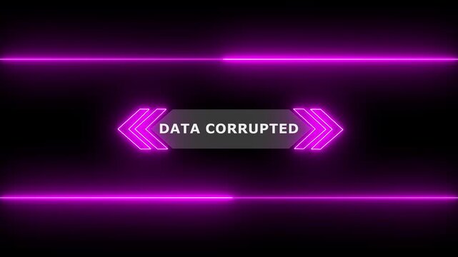 Animation of Callout, HUD UI elements on black color background. Animation of HUD elements with text "Data Corrupted". Callout futuristic hud animation digital white six pack on the black screen. 4K