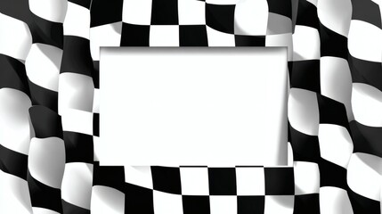 Obraz premium Black and White Checkered Flag Pattern Background with Empty Space