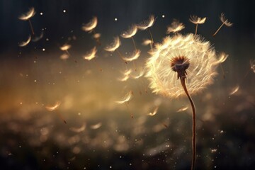 Naklejka premium Dandelion flower plant seed.