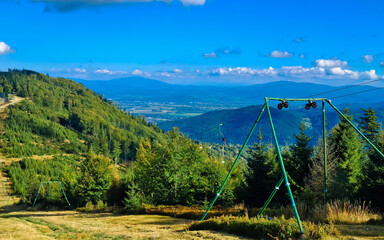 View on Beskids from top of Klimchok Mountainm.