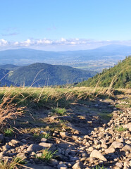 View on Beskids from top of Klimchok Mountainm.