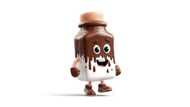 3d model cartoon character chocolate milk bottle