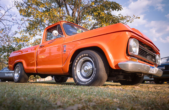 1982 Chevrolet A10 on display at the Third Municipal Antique Car Day 2025 in the city of Londrina, Brazil.