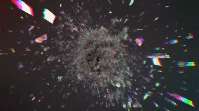 Explosion with Debris and Sparks in Dark Background.