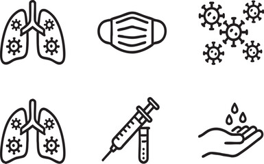 Coronavirus COVID-19 Prevention Medical Line Icons