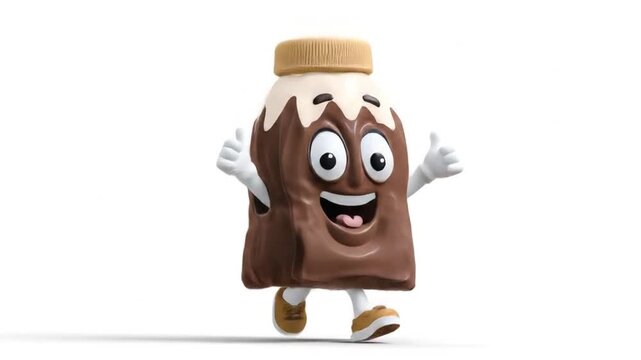 3d model cartoon character chocolate milk bottle