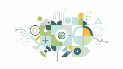 Obraz premium An abstract design featuring geometric shapes and circuits
