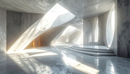 Modern concrete space with abstract light and shadow play