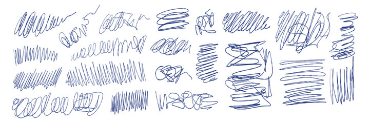 Scribble vector pen doodle hand drawn messy tangled lines, ink squiggles, grunge street art scrawls. Inky punk grunge textures for collage design. Sketchy shapes and scribbles. Isolated pen elements