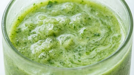 Obraz premium A vibrant green smoothie, a refreshing beverage made with fresh ingredients. It's a healthy, flavorful drink in a close-up shot, appetizing and invigorating.