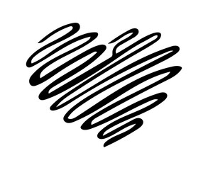 Obraz premium Hand Drawn Abstract Heart Scribble Minimal Love Illustration